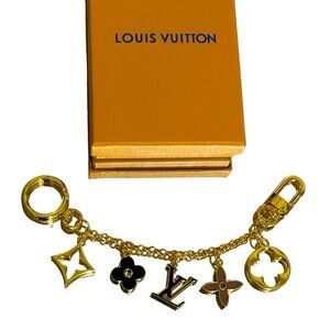 Louis Vuitton novelty fashion keychain monogram chain extender gold black brown